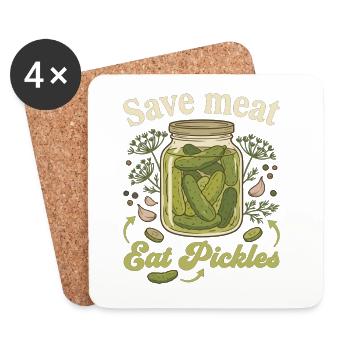 Save Meat Eat Pickles Vegan Funny Saying - Coasters (set of 4) - white - Front