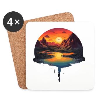 Mystischer Sonnenuntergang am Bergsee mit - Untersetzer (4er-Set) - Weiß - Vorne
