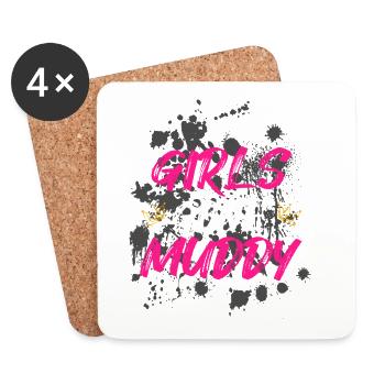 Girls gone muddy Schlammlauf Mud Run Muddy Race - Coasters (set of 4) - white - Front