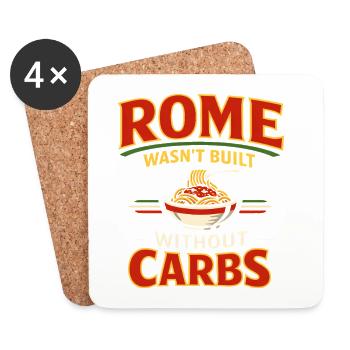 Pas de Rome sans glucides | Humour de pâtes - Dessous de verre (lot de 4) - blanc - Devant