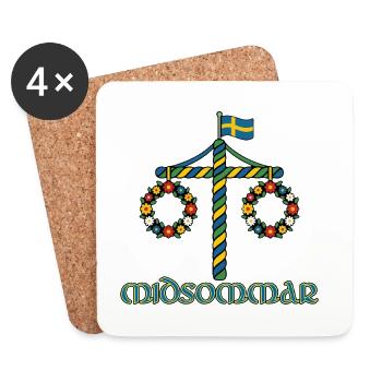 Litha Pagan Summer Solstice Midsummer Midsommar - Coasters (set of 4) - white - Front