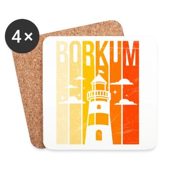 Borkumer Insel BORKUM Nordsee Urlaub Lustig - Untersetzer (4er-Set) - Weiß - Vorne