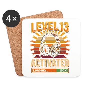 Level 13 Aktiviert Retro-Headset - Untersetzer (4er-Set) - Weiß - Vorne
