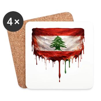 Lebanese flag with dripping paint - Coasters (set of 4) - white - Front