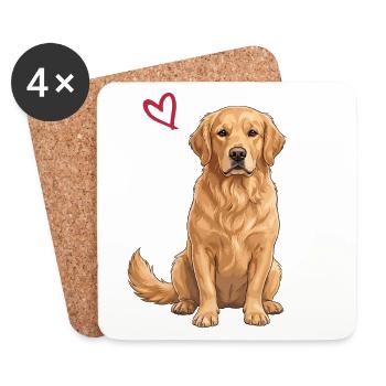 Golden retriever - Dessous de verre (lot de 4) - blanc - Devant