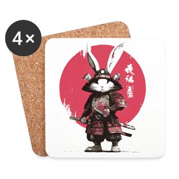 Bunny Samurai in Armor - Coasters (set of 4) - white - Front
