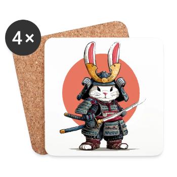 Bunny Samurai Warrior - Coasters (set of 4) - white - Front