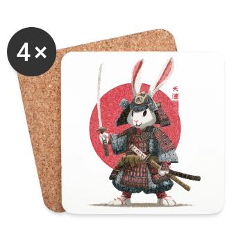 Bunny Samurai in Armor - Coasters (set of 4) - white - Front