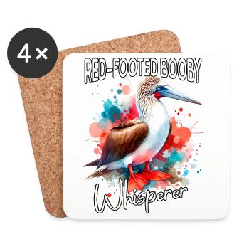 Rotfusstölpel Flüsterer - Untersetzer (4er-Set) - Weiß - Vorne