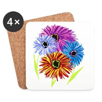 Blumen Sommer Garten Blume Blüten Flora - Untersetzer (4er-Set) - Weiß - Vorne