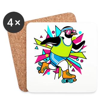 Rocker Heavy Metal Penguin Guitar Rock Musique - Dessous de verre (lot de 4) - blanc - Devant
