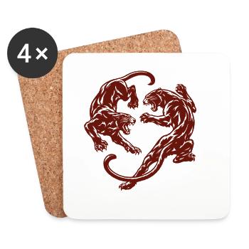 Circle of the Panthers – Shadow Fight - Coasters (set of 4) - white - Front