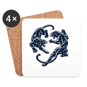 Circle of the Panthers – Shadow Fight - Coasters (set of 4) - white - Front
