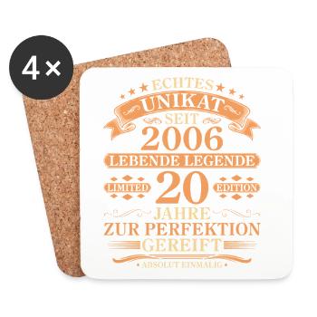 Unikat seit 2006 Jahrgang – 20. Geburtstag - Untersetzer (4er-Set) - Weiß - Vorne
