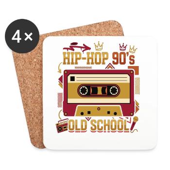 Hip Hop 90s Oldschool Cassette Retro - Coasters (set of 4) - white - Front