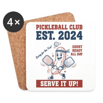 Pickleball Club Est 2024 Serve Joueur Drôle - Dessous de verre (lot de 4) - blanc - Devant