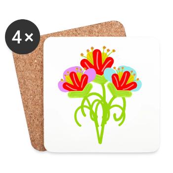 Jardin vintage rétro Floral Flower - Dessous de verre (lot de 4) - blanc - Devant