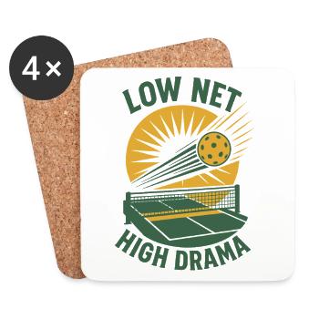 Net low, drama high | Pickleball Humor - Coasters (set of 4) - white - Front