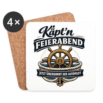 Käpt’n Feierabend Autopilot für Segler Humor - Untersetzer (4er-Set) - Weiß - Vorne