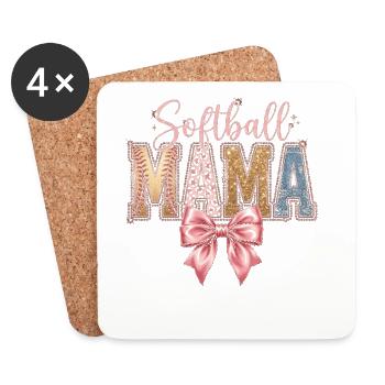 Softball Mama Coquette Leopard Bow - Untersetzer (4er-Set) - Weiß - Vorne