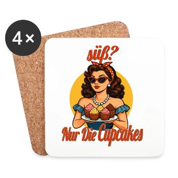 Süß nur die Cupcakes lustiger Spruch Pin Up - Untersetzer (4er-Set) - Weiß - Vorne