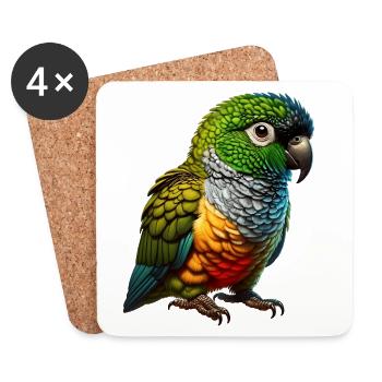 Rock parakeet motif - Coasters (set of 4) - white - Front