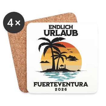 Fuerteventura Urlaub 2026 Kanaren Reise Outfit - Untersetzer (4er-Set) - Weiß - Vorne