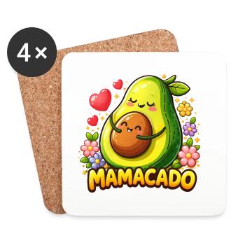Mamacado Avocado - Lustiges Mama Kawaii Design - Untersetzer (4er-Set) - Weiß - Vorne