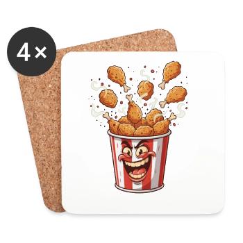 Sourire en seau de popcorn - Dessous de verre (lot de 4) - blanc - Devant