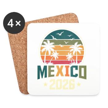 Mexique 2026 - Dessous de verre (lot de 4) - blanc - Devant
