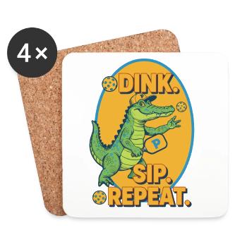 Pickleball Funny Player Dink Sip Repeat Love - Coasters (set of 4) - white - Front