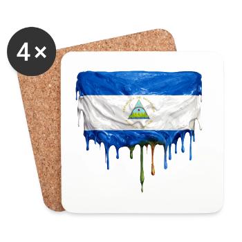 Nicaragua Flaggen Tropfenkunst - Untersetzer (4er-Set) - Weiß - Vorne
