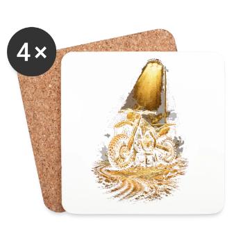 Dirtbike Dirt Bike Motocross - Coasters (set of 4) - white - Front