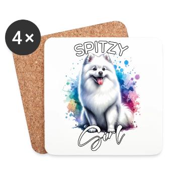 Spitz Mädchen Spitz - Untersetzer (4er-Set) - Weiß - Vorne