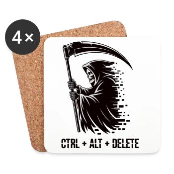 Strg Alt Delete Sensenmann IT Humor Shirt - Untersetzer (4er-Set) - Weiß - Vorne