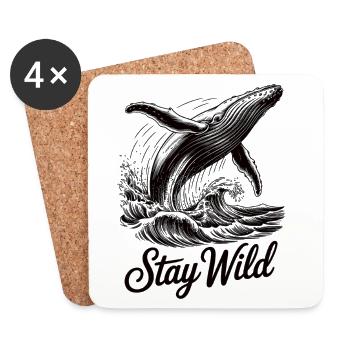 Whale Ocean Waves Outdoor Vintage Nature Shirt - Coasters (set of 4) - white - Front