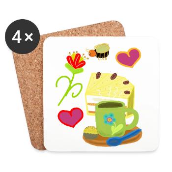 Garten Kaffee Pause Hobbygärtner Biene Insekt - Untersetzer (4er-Set) - Weiß - Vorne
