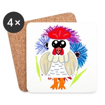Geburtstag Muttertag Huhn Henne Hühner - Untersetzer (4er-Set) - Weiß - Vorne