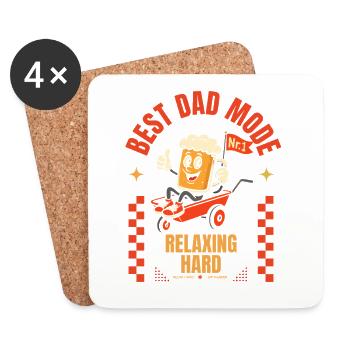 Cadeau de chariot à bière pour la fête des pères Meilleure mode papa - Dessous de verre (lot de 4) - blanc - Devant