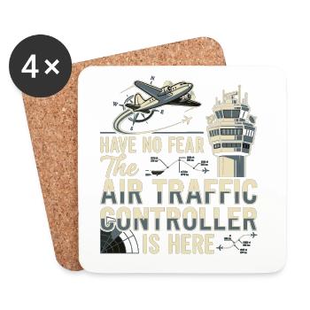 Pilote contrôleur aérien Fluglotse - Dessous de verre (lot de 4) - blanc - Devant