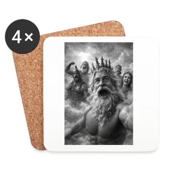 Selfie Poséidon avec les Dieux - Dessous de verre (lot de 4) - blanc - Devant