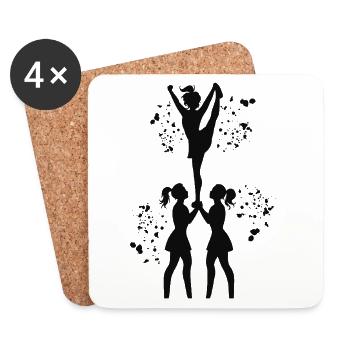 Cheerpom pom girls Mom Cheerleading - Dessous de verre (lot de 4) - blanc - Devant