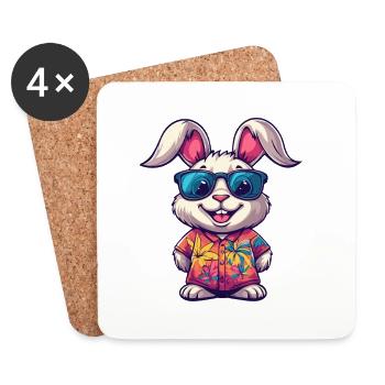 Bunny Comic Holiday - Dessous de verre (lot de 4) - blanc - Devant