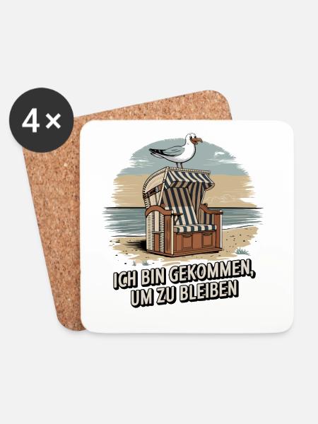 Ich Bin Gekommen Um Zu Bleiben Strandkorb Möwe - Untersetzer (4er-Set) - Weiß