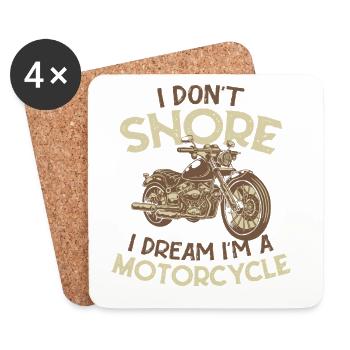 Ich schnarche nicht, ich träume, ich bin ein Motorrad - Untersetzer (4er-Set) - Weiß - Vorne