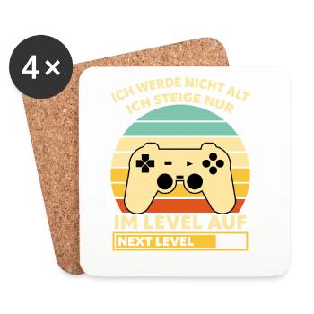 Levelaufstieg Retro-Controller Design - Untersetzer (4er-Set) - Weiß - Vorne