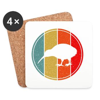 Oiseau néo-zélandard Retro Vintage Sunset Nouvelle-Zélande - Dessous de verre (lot de 4) - blanc - Devant
