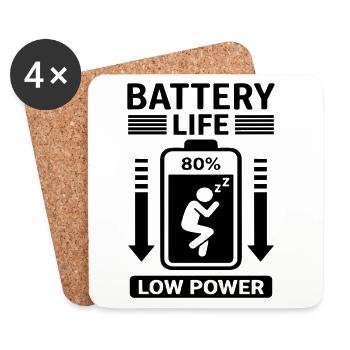 Battery Life Low Power Humor Battery Empty - Coasters (set of 4) - white - Front