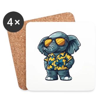 Elephant Comic Holiday - Coasters (set of 4) - white - Front