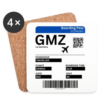 Idée de billet d’avion pour vacances à La Gomera aux îles Canaries - Dessous de verre (lot de 4) - blanc - Devant